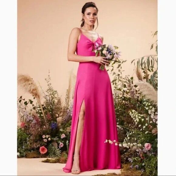 Dress the Population Cambria Tie Bodice Evening Dress size XL in Bright Fuchshia - Picture 3 of 16